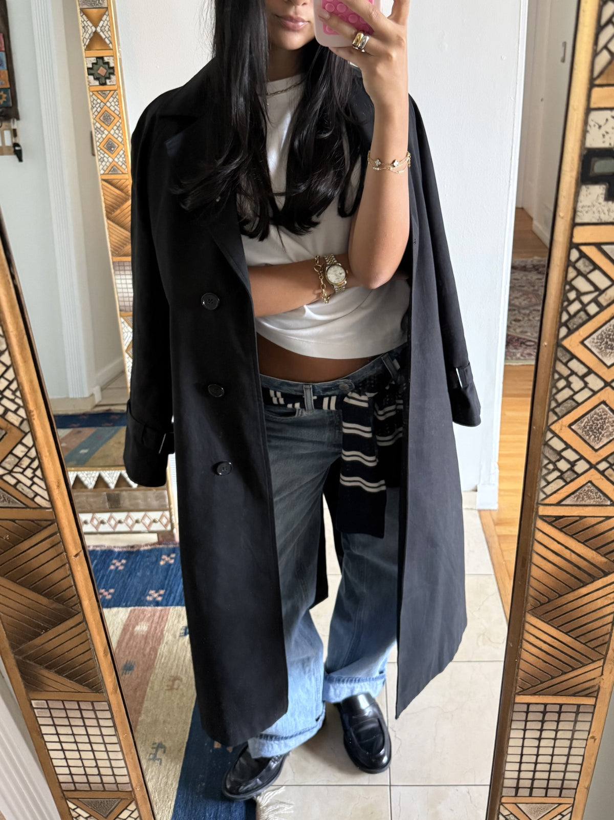 Real Yours Truly black Signature Trench lifestyle photo